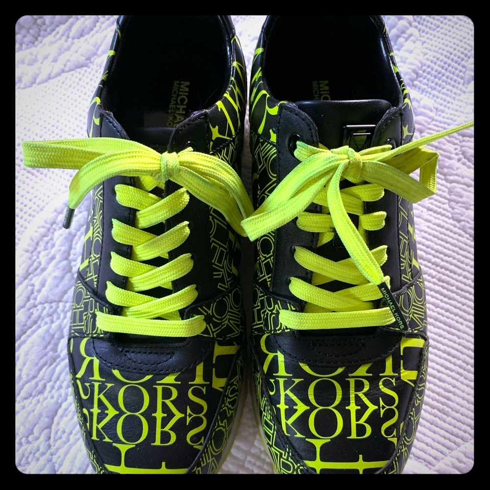MK Billie Newsprint Black & Neon Sneakers